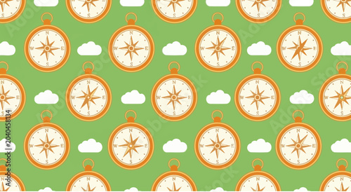 Fotografija Retro compass pattern with clouds, vintage graphic element for travel concept