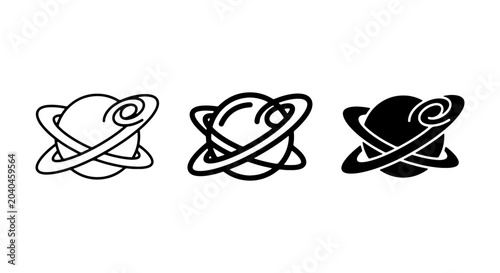 Foto Planet Icons, Cosmic Orbits, Celestial Body Symbols, Space Exploration Vector Gr