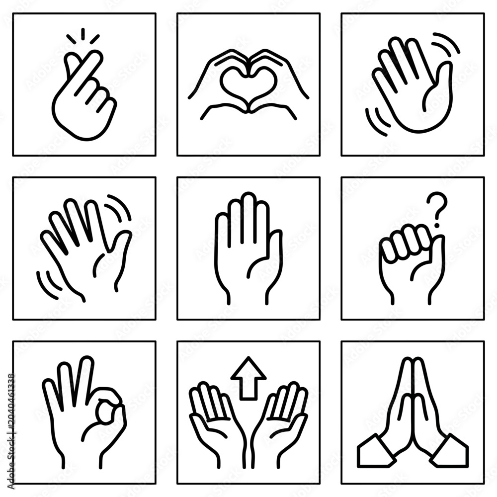 Obraz premium Hand gestures icons set.