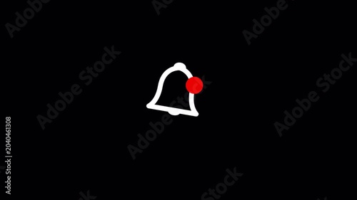 Notification Bell Icon with Red Alert Badge for New Messages, Minimalist Motion Graphic Animation on Black Background, UI UX Social Media App Signal Loop 4k video