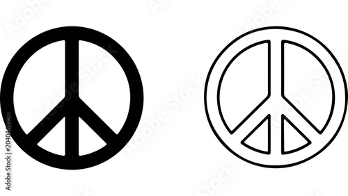 Fotografía Peace Sign Symbols Set Outline And Silhouette
