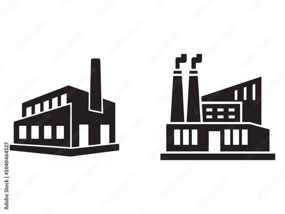 Fototapeta premium Factory building icon silhouette vector illustration