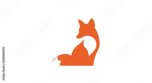 Konstfotografi Graphic vector illustration of an orange fox silhouette on a white background