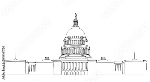 United States Capitol Building Outline Drawing