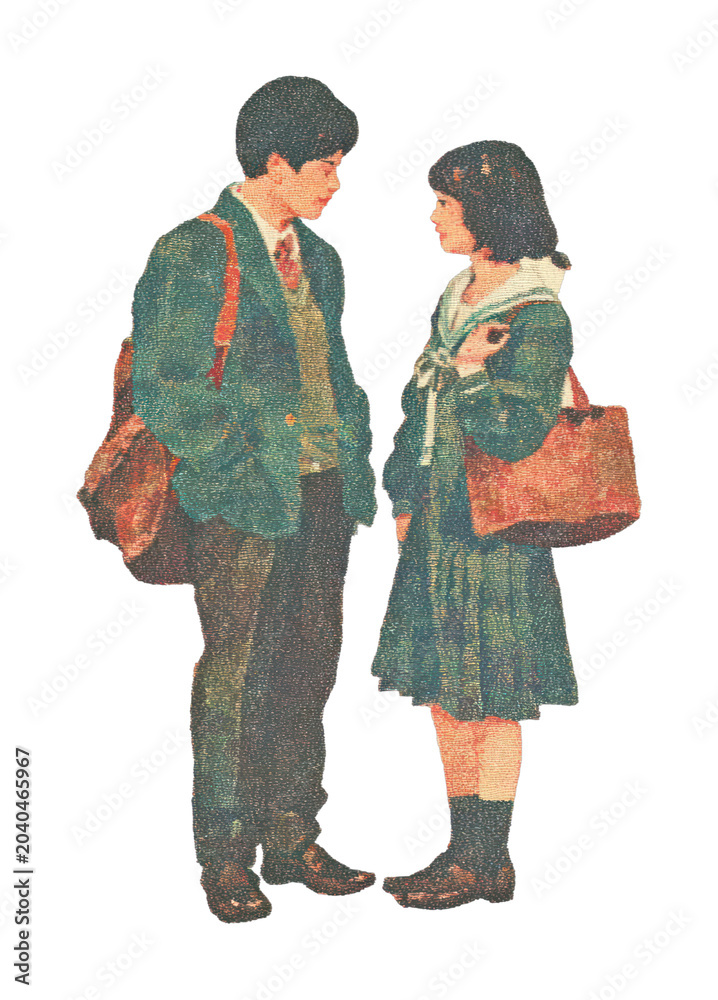 Naklejka premium PNG Vintage school romance illustration