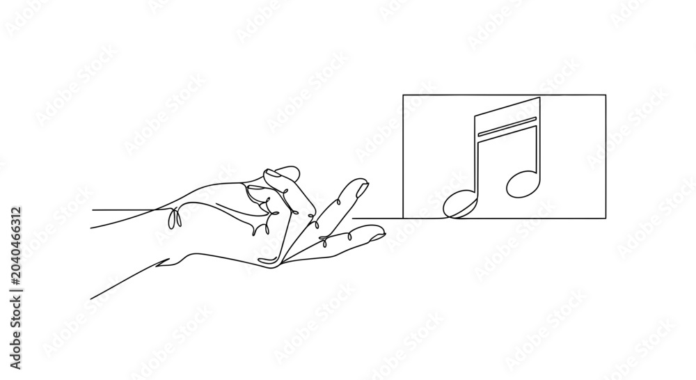 Obraz premium Hand Drawing Music Note, Creative Idea, Inspiration, Single Line Art