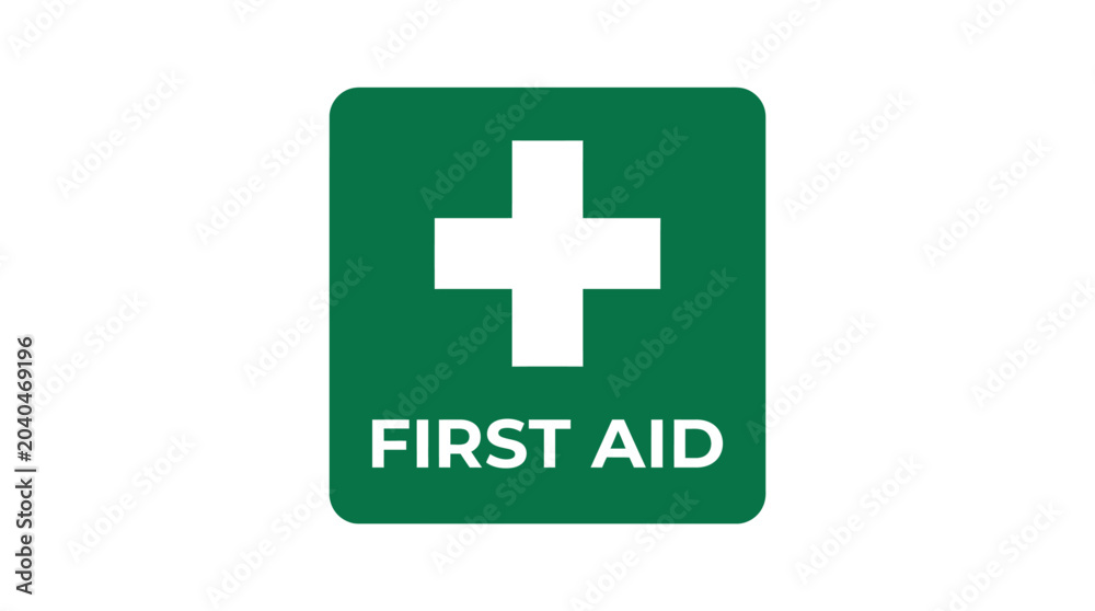 Fototapeta premium Green First Aid Medical Sign Symbol.