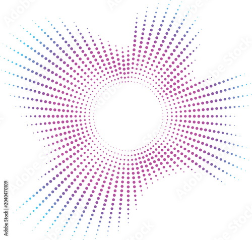 Abstract Blue Halftone Dots Circle Pattern Background with Digital Light Effects and equalizer Decorative Vector Design Elements