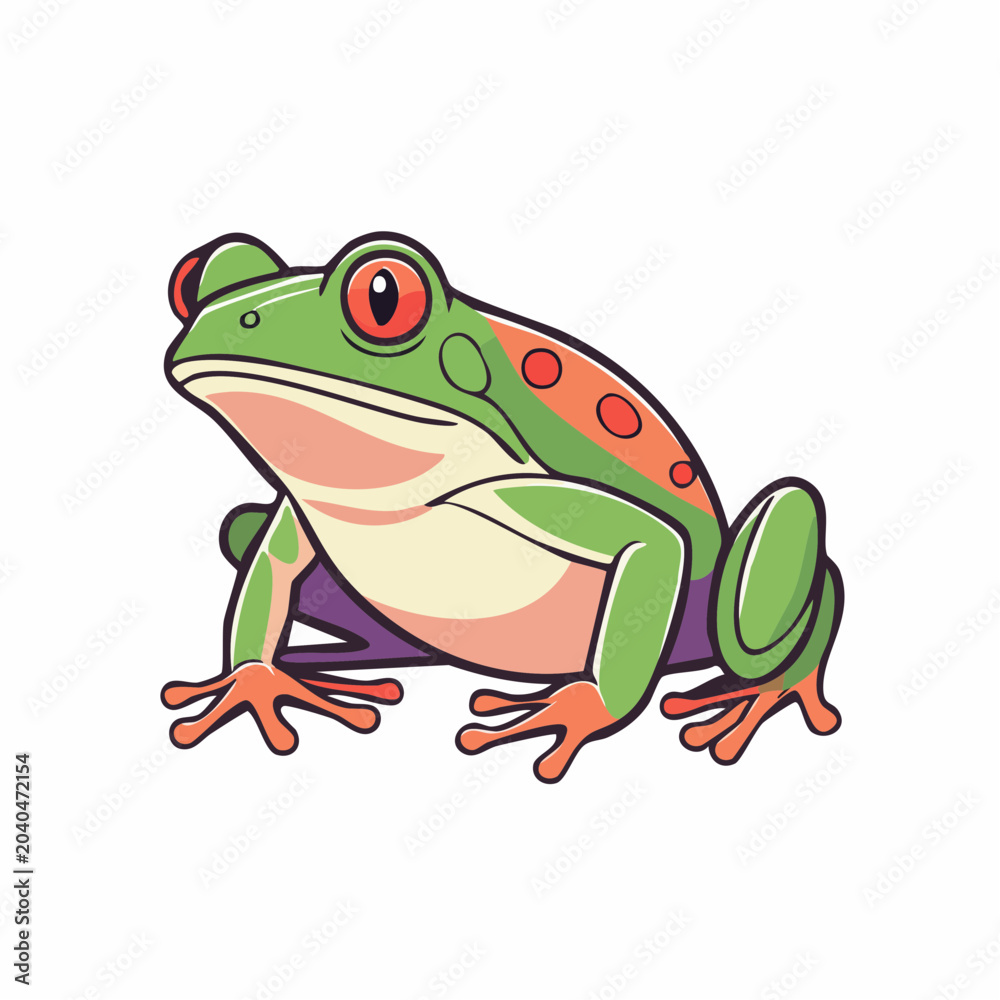 Fototapeta premium Cartoon Red-Eyed Tree Frog Illustration