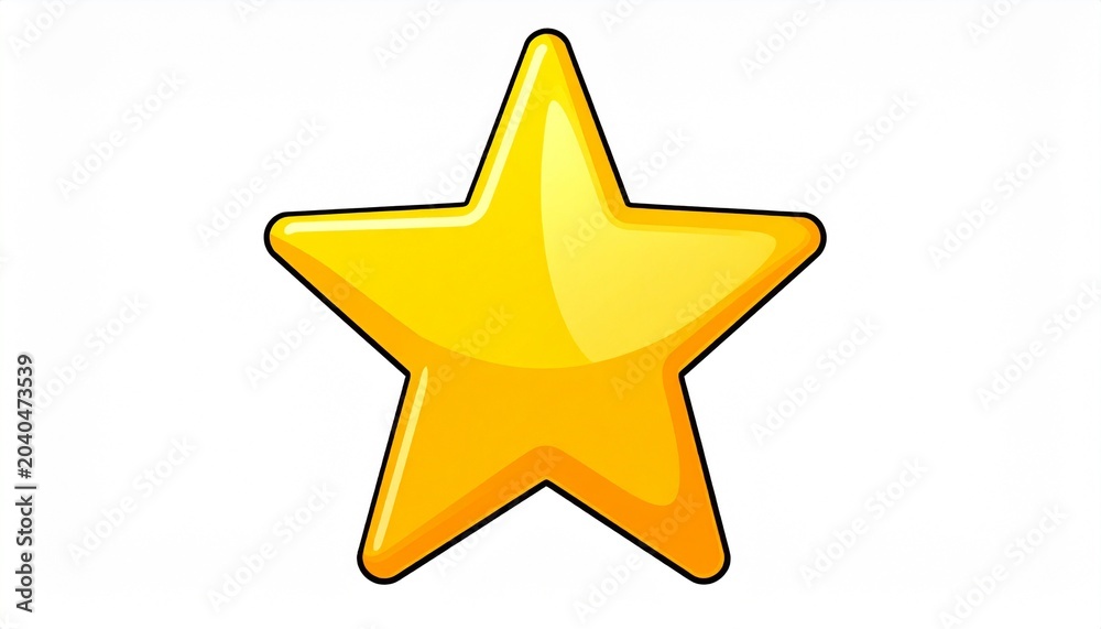 Fototapeta premium Glossy Yellow Star Symbol on White Background