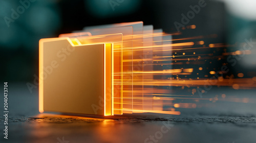 Fast Data Transfer Visualization with Glowing Folder and Particle Trails