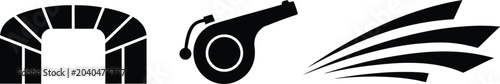 Foto Abstract icons representing a sports tunnel referee whistle speed lines with mov