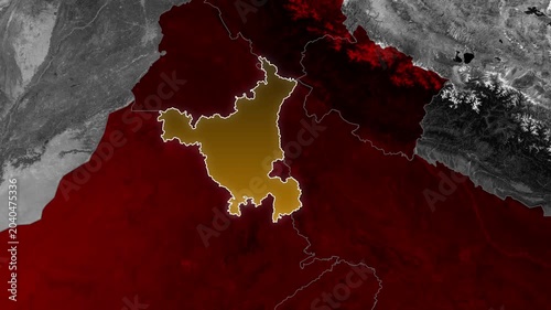 Haryana State Animation for Infographic Projects, Geographic Outline Animation on Detailed India Map