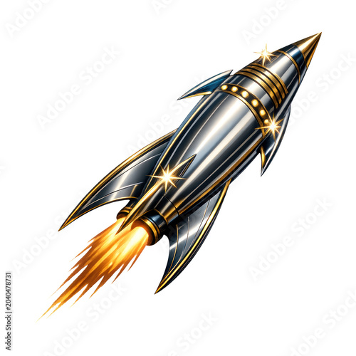 PNG Futuristic shiny rocket illustration.