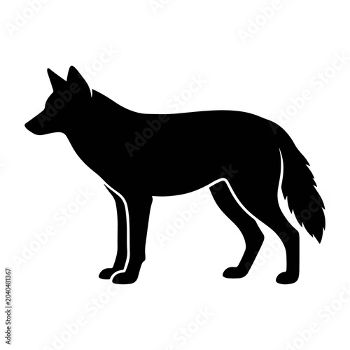 Φωτογραφία Coyote silhouette vector icon standing isolated on white background, black wolf