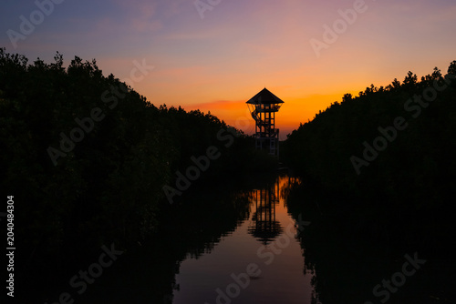 sunset over the river