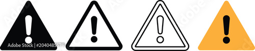Foto Warning sign exclamation mark icon set vector art illustration for alert notific