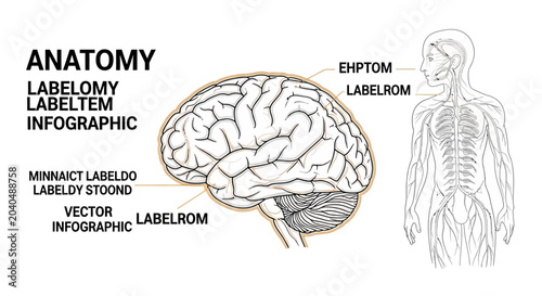 Foto Human Brain Anatomy Medical Illustration.