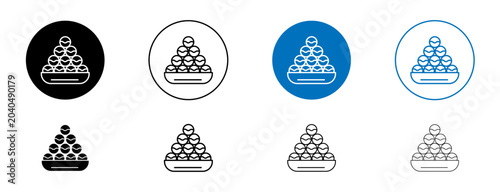 Bild auf Leinwand Takoyaki icons set in black and blue colors on white background