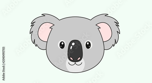Photography Cute cartoon koala bear face illustration, simple and adorable animal character