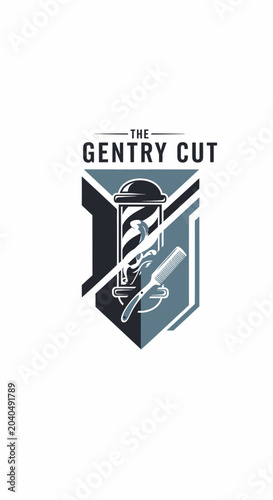Bild auf Leinwand Barber Pole and Comb Emblem - The Gentry Cut Logo