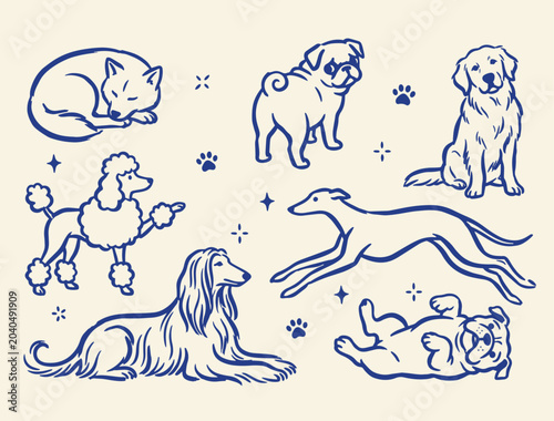 Obraz na płótnie Collection of different dog breeds Vector