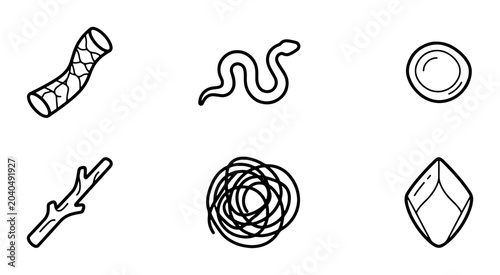 Fotografi Hand-Drawn Snake, Crystal, and Tribal Artifact Icons: Primitive Nature and Mysti