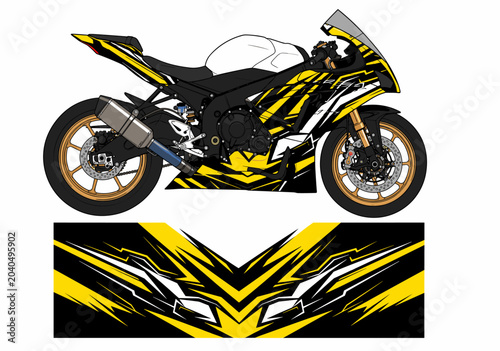 Sharp yellow geometric vector motorcycle wrap graphic design.
