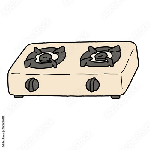 Hand drawn Gas stove isolated