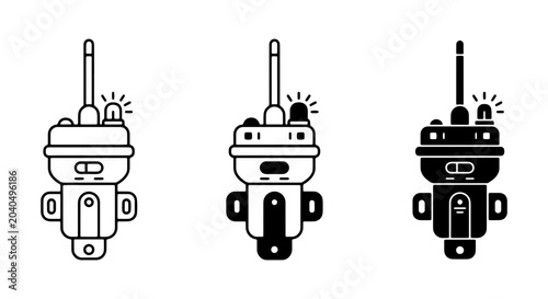 Canvastavla Set of 3 Walkie Talkie Icons, Two-Way Radio Vector Graphics, Portable Communicat