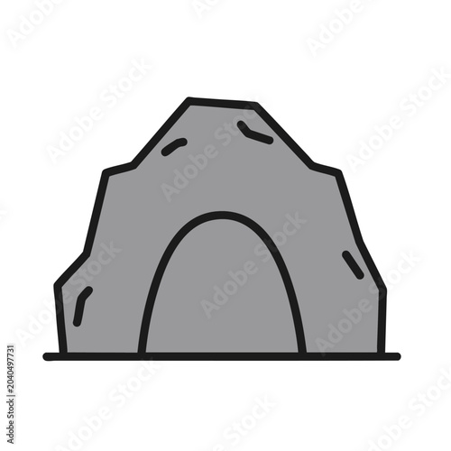 Simple vector illustration of a grey mountain cave entrance.