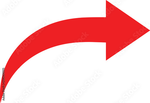 A single curved red arrow pointing to the right side for navigation and direction