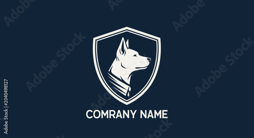 Foto Shield Logo with Dog Head Silhouette - Security, Protection, Loyalty, Guard Dog