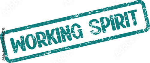 Fotografía Inspirational Working Spirit Teal Grunge Rubber Stamp Design for Workplace Moral