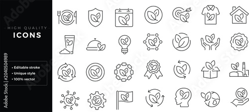 Fotografie Set of outline icons related to hygiene, personal care