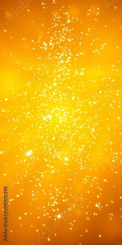 Cosmic sparkles dance across a vibrant yellow background, illustration, glitter