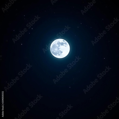 Glowing moon and stars on a dark blue night sky, stars, ||night sky