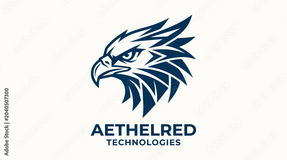Fototapeta premium Stylized Blue Eagle Logo for Technology Company.