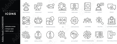 Tableau sur toile Set of outline icons related to technical support