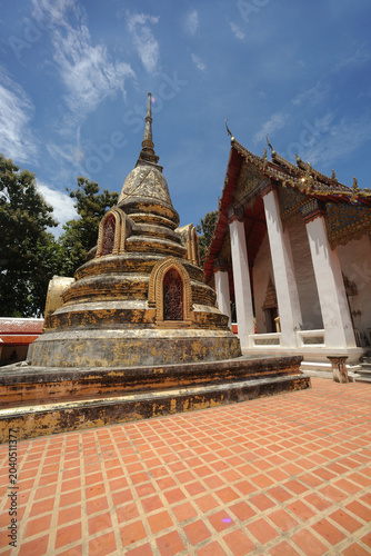The ancient pagoda and chapel at Wat Khanon are important landmarks that preserve the art and culture of traditional Thai shadow puppetry in Thailand.