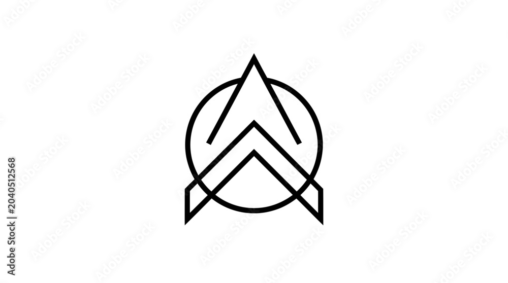 Fototapeta premium Minimalist Modern Geometric Logo Icon with Circle and Upward Arrow Vector Illustration