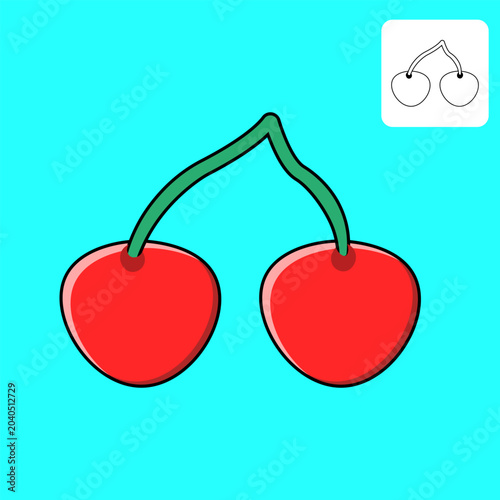 Graphic Cherry Vector Illustration For Your Design