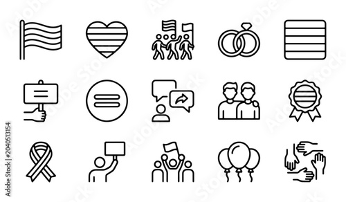 Foto LGBTQ+ Pride Icons Set: Equality, Love, Celebration, and Support Symbols