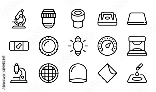 Принти на полотні Science Icons Set, Laboratory Equipment Vector Graphics, Medical Research Symbol