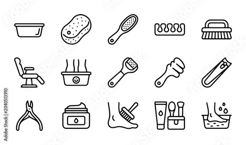 Photos Pedicure Tools Set, Foot Care Icons, Spa Equipment, Manicure Accessories, Beauty