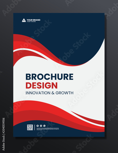 abstract red line background flyer template design