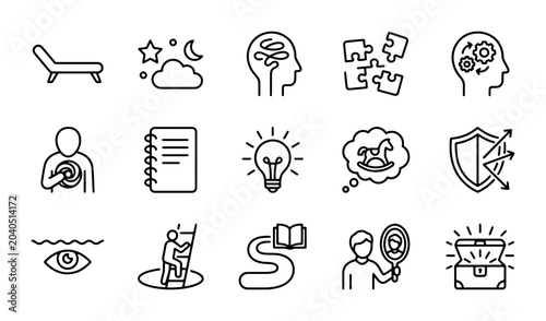 Foto Mindfulness, Psychology, and Self-Discovery Icons: Relaxation, Ideas, and Growth