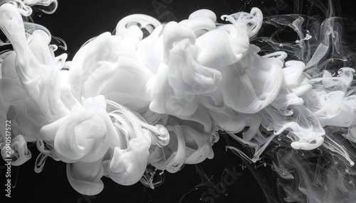White Ink Splash on Black Background.