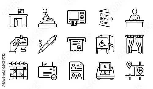 Schilderij op canvas Voting Icons Set, Election Symbols, Ballot Box, Registration, Polling Station Gr