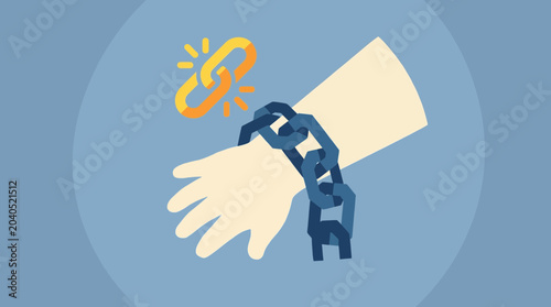 Cuadro en lienzo Symbolic Broken Chain Around Child Wrist